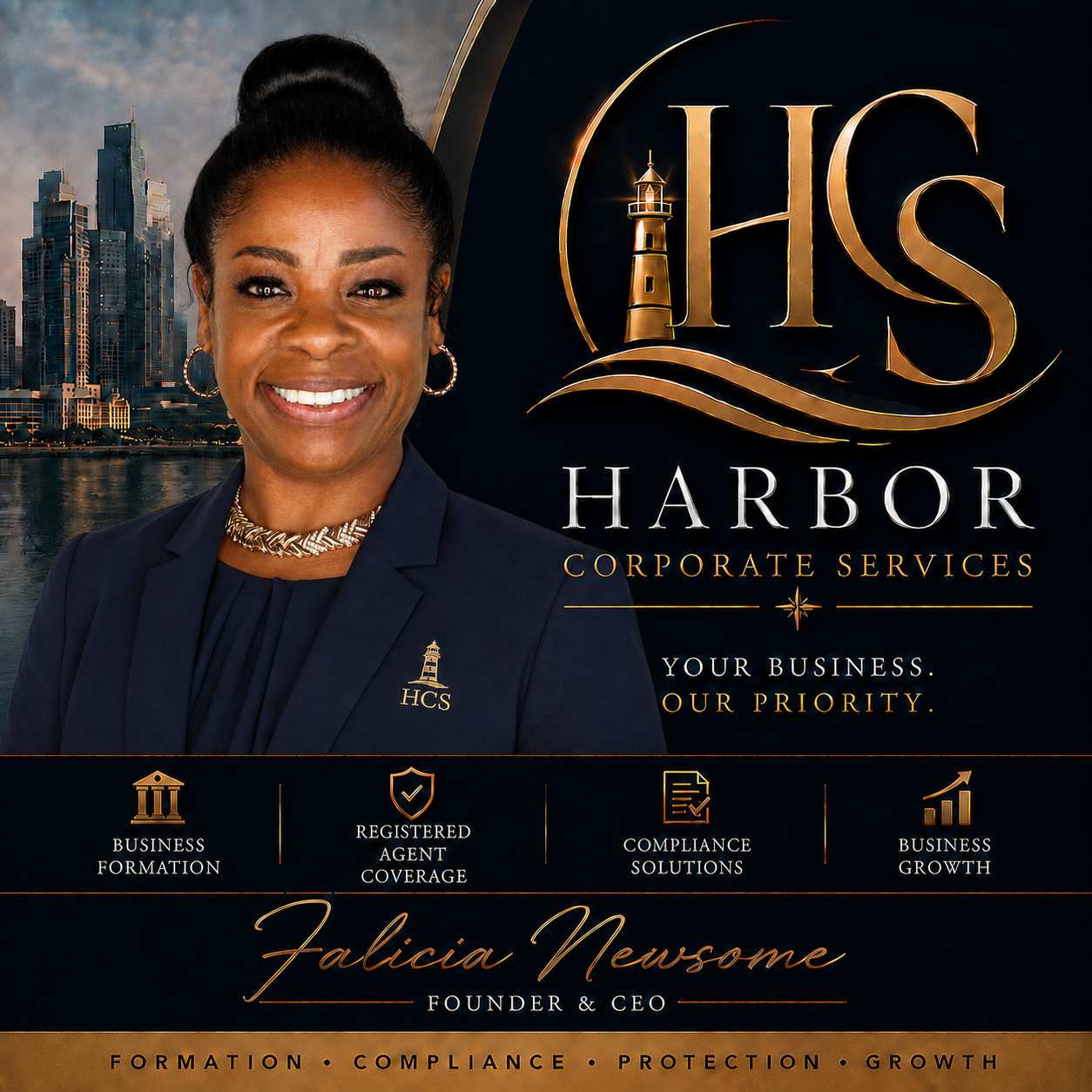Falicia Newsome, Founder and CEO of Harbor Corporate Services